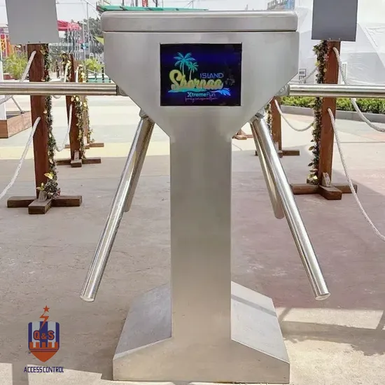 Automatic Two Motor Tripod Turnstile Customized Logo for Amusement Park 