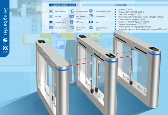 Barrier Swing Turnstile Gate for Traffic Control Barrier Gate Door Access Control System Flap Turnstile High Speed Swing Barrier 